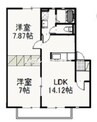 ヌーヴォーシャンテＤ 2LDKの間取り