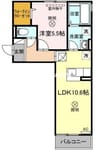 ゴールドウイング　B棟 1LDKの間取り