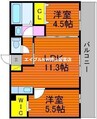 ゴールドウイング　B棟 2LDKの間取り