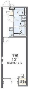 クレイノこもれび 1Kの間取り