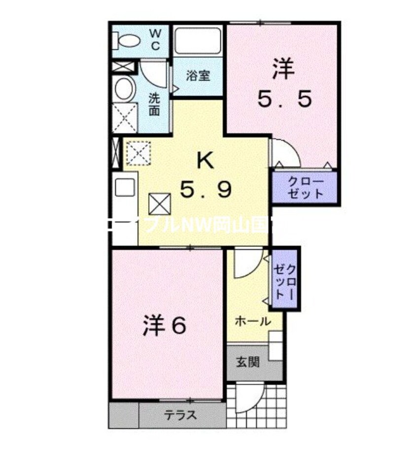 間取図 山陽本線（中国）/和気駅 徒歩16分 1階 築24年