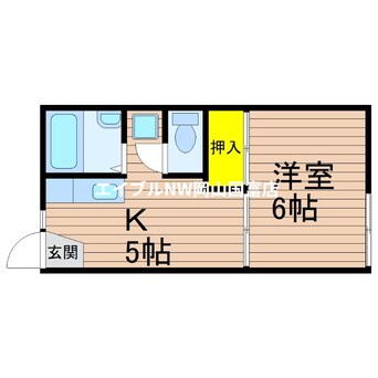 間取図 津山線/法界院駅 徒歩26分 1階 築39年