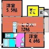 クレセオ湊 2LDKの間取り