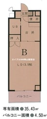 ジェントリィ蕃山 1Kの間取り
