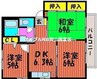 ラ・パーチェ　ナガオカ　D棟 3DKの間取り