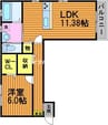 イーストヒルズ 1LDKの間取り