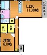 イーストヒルズ 1LDKの間取り