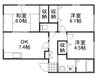 フォブールKAWAI　A棟 3DKの間取り
