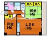 明日香マンション 2LDKの間取り