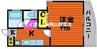スリーサンズ 1Kの間取り