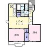 赤穂線（岡山県内）/長船駅 徒歩8分 1階 築21年 2LDKの間取り