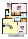 レゾナンツ　A棟 2LDKの間取り