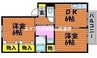 レーベンハイム和気 2DKの間取り