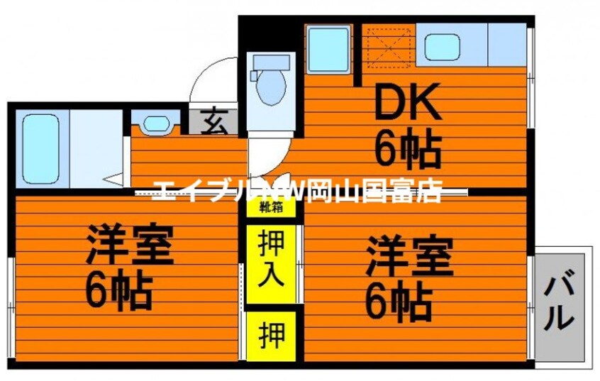 間取図 山陽本線（中国）/西川原駅 徒歩7分 2階 築35年