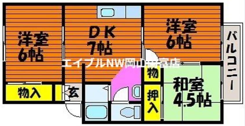 間取図 山陽本線（中国）/高島駅 徒歩10分 2階 築36年