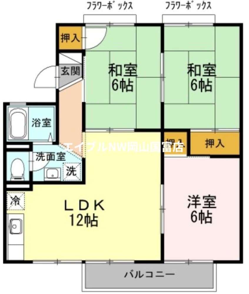 間取図 山陽本線（中国）/高島駅 徒歩13分 2階 築34年