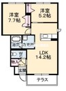 プリムベール城東　弐番館 2LDKの間取り