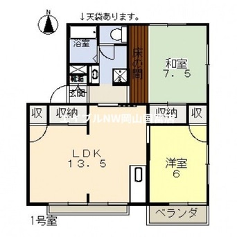 間取図 赤穂線（岡山県内）/大多羅駅 徒歩16分 1階 築31年