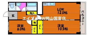 間取図 岡山市電東山本線<岡山電気軌道>/東山・おかでんミュージアム駅 徒歩11分 2階 築52年