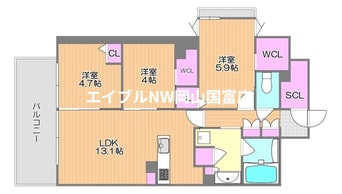 間取図 岡山市電東山本線<岡山電気軌道>/岡山駅前駅 徒歩6分 5階 築1年