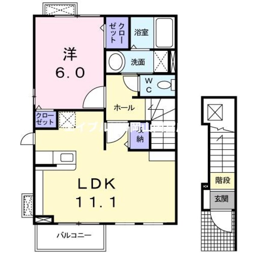間取図 岡山市電東山本線<岡山電気軌道>/東山・おかでんミュージアム駅 徒歩25分 2階 築14年