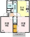 デューク富士見町　A棟 2DKの間取り