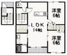 ベルリード今在家Ａ棟 2LDKの間取り