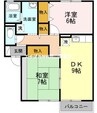 コンフォールみよし 2DKの間取り