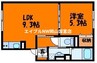 ヴィレッジ　ハルミⅠ 1LDKの間取り