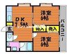 オーランド岩田 2DKの間取り