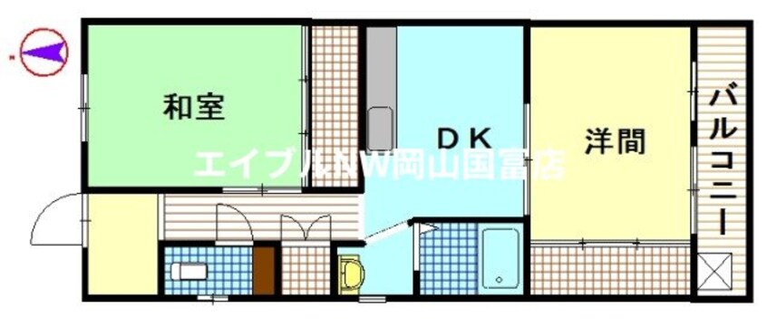 間取図 赤穂線（岡山県内）/西川原駅 徒歩5分 1階 築42年