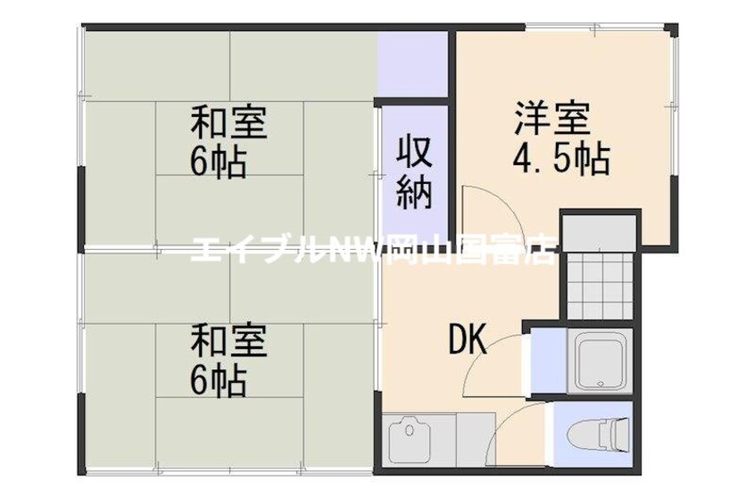 間取図 岡山市電東山本線<岡山電気軌道>/門田屋敷駅 徒歩9分 1階 築53年