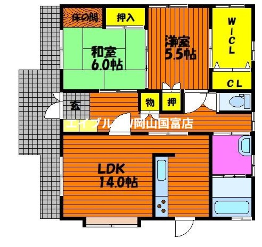 間取図 赤穂線（岡山県内）/西大寺駅 徒歩12分 1階 築22年