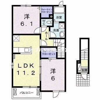 間取図 山陽本線（中国）/岡山駅 バス34分新道山陽マルナカ前下車:停歩8分 2階 築12年