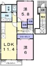 赤穂線（岡山県内）/長船駅 徒歩47分 2階 築15年 2LDKの間取り