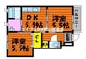 ラ・フォーレ三洸　壱番館 2DKの間取り