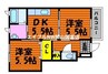 ラ・フォーレ三洸　壱番館 2DKの間取り