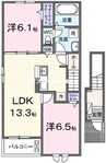 ハーレー　岡山Ⅰ 2LDKの間取り