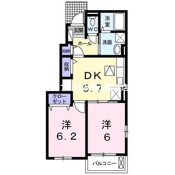 間取図 山陽本線（中国）/上道駅 徒歩19分 1階 築6年