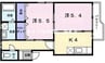 岡山市電東山本線<岡山電気軌道>/東山・おかでんミュージアム駅 徒歩41分 2階 築25年 2Kの間取り