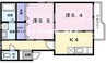 岡山市電東山本線<岡山電気軌道>/東山・おかでんミュージアム駅 徒歩41分 2階 築25年 2Kの間取り