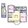 サンシティ臼井Ｄ 2LDKの間取り