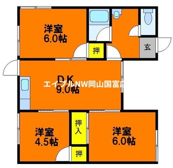 間取図 赤穂線（岡山県内）/東岡山駅 徒歩4分 1階 築46年