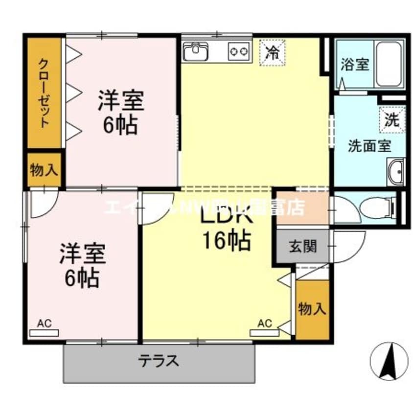 間取図 赤穂線（岡山県内）/大多羅駅 徒歩35分 1階 築33年