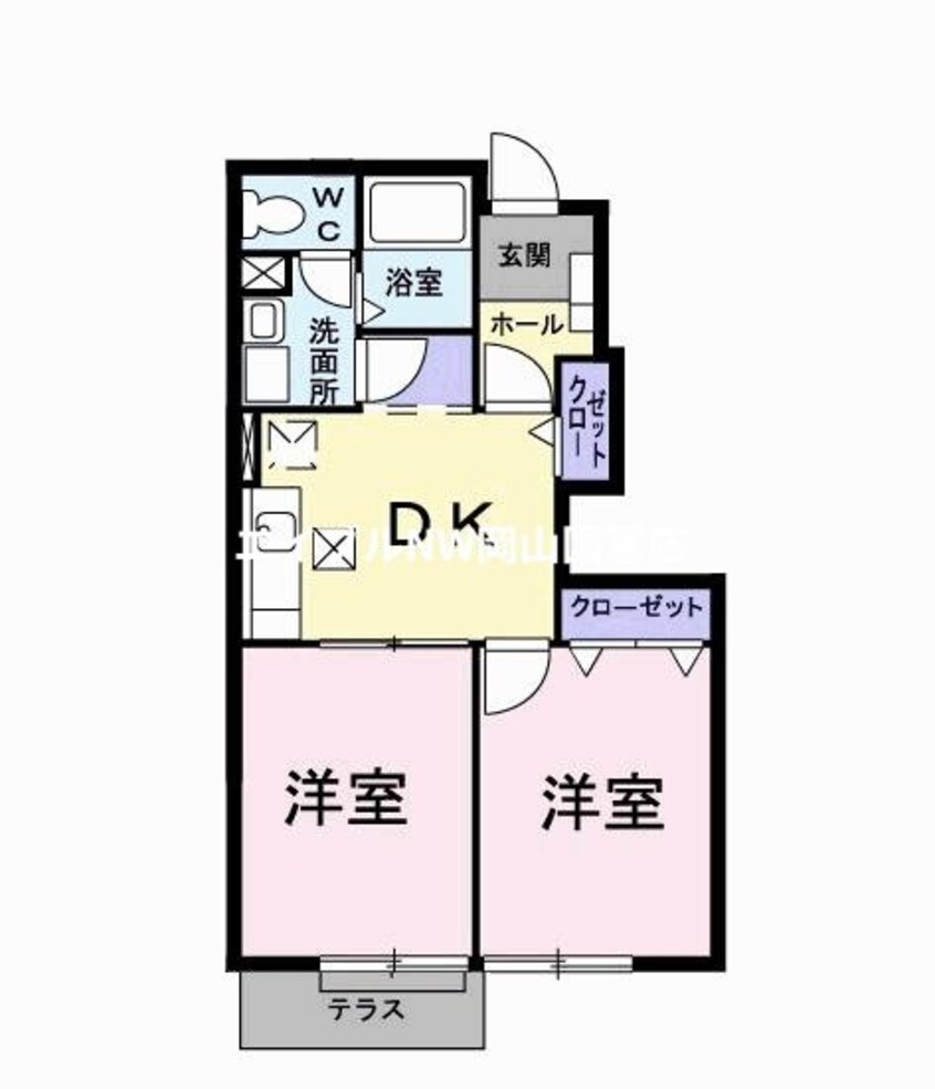 間取図 赤穂線（岡山県内）/伊里駅 徒歩16分 1階 築23年