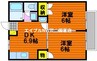 グリーンハイツ藤 2DKの間取り