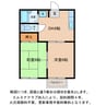 コスモ市川’94 2DKの間取り
