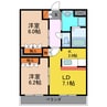 グランディール高来 2LDKの間取り