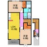 KCコーポ平山 2LDKの間取り