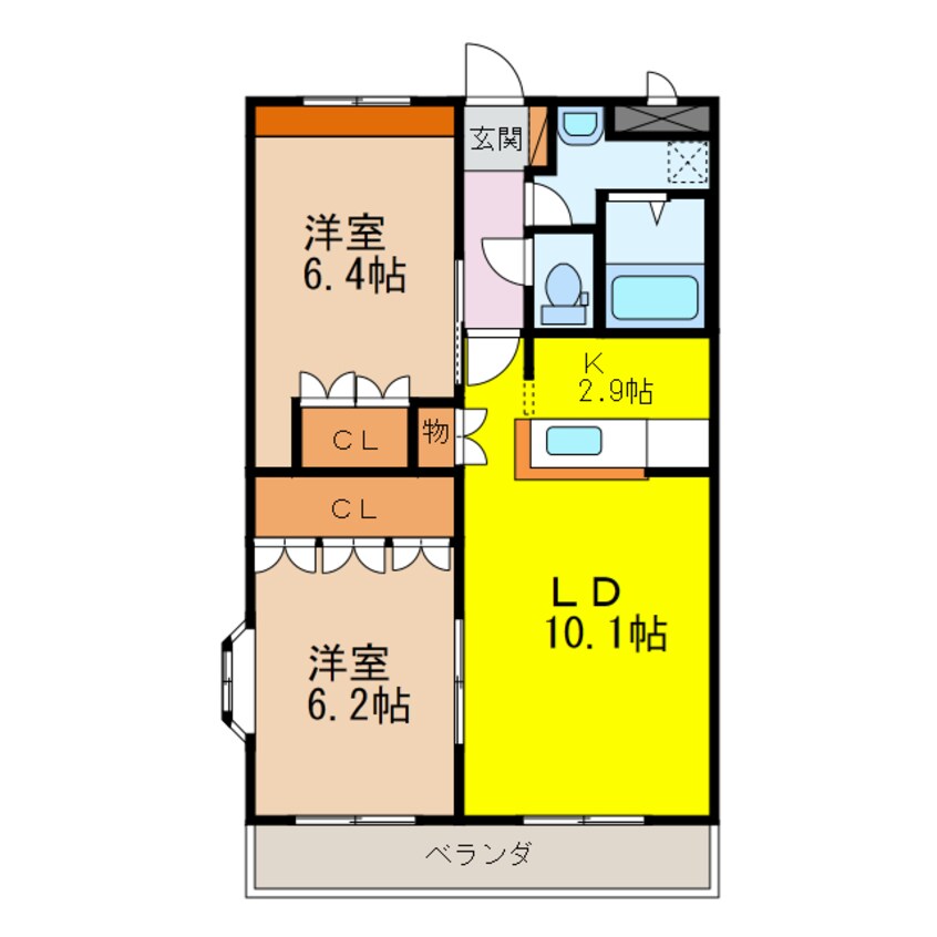 間取図 長崎県営バス（諫早市）/狩場 徒歩1分 2階 築17年